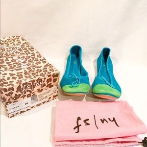 FS/NY green/blue suede ballet flats NWT